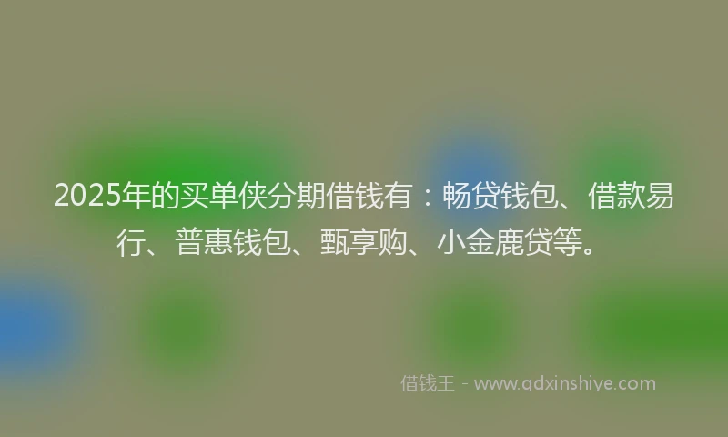 2025年的买单侠分期借钱有：畅贷钱包、借款易行、普惠钱包、甄享购、小金鹿贷等。