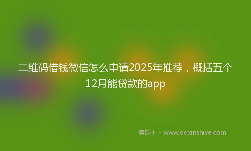 二维码借钱微信怎么申请2025年推荐，概括五个12月能贷款的app