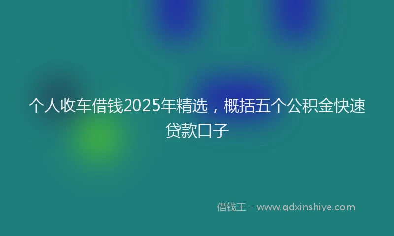 个人收车借钱2025年精选，概括五个公积金快速贷款口子