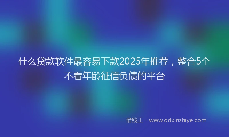什么贷款软件最容易下款2025年推荐，整合5个不看年龄征信负债的平台