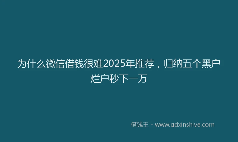 为什么微信借钱很难2025年推荐，归纳五个黑户烂户秒下一万