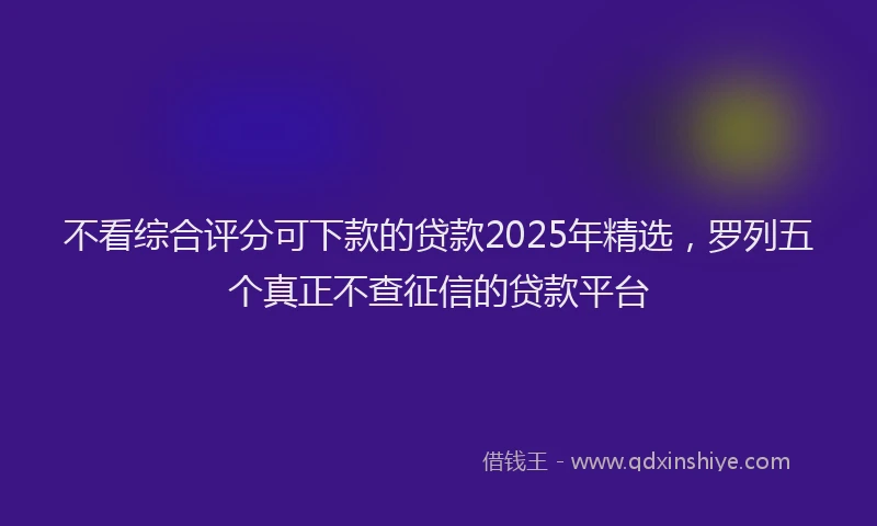 不看综合评分可下款的贷款2025年精选，罗列五个真正不查征信的贷款平台