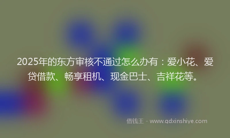2025年的东方审核不通过怎么办有：爱小花、爱贷借款、畅享租机、现金巴士、吉祥花等。