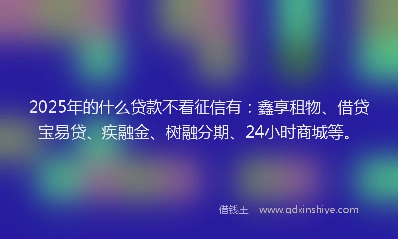 2025年的什么贷款不看征信有：鑫享租物、借贷宝易贷、疾融金、树融分期、24小时商城等。