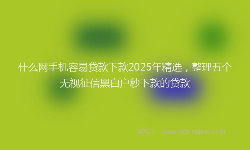 什么网手机容易贷款下款2025年精选，整理五个无视征信黑白户秒下款的贷款
