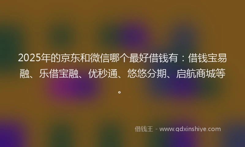 2025年的京东和微信哪个最好借钱有：借钱宝易融、乐借宝融、优秒通、悠悠分期、启航商城等。