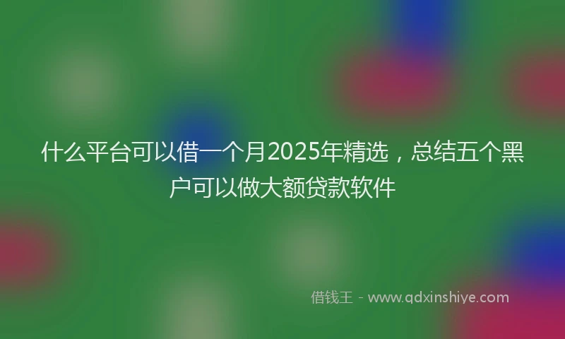 什么平台可以借一个月2025年精选，总结五个黑户可以做大额贷款软件