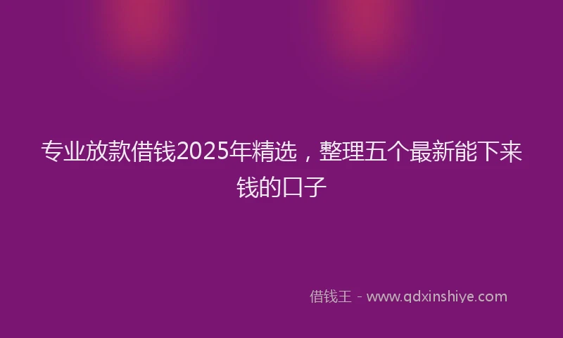 专业放款借钱2025年精选，整理五个最新能下来钱的口子
