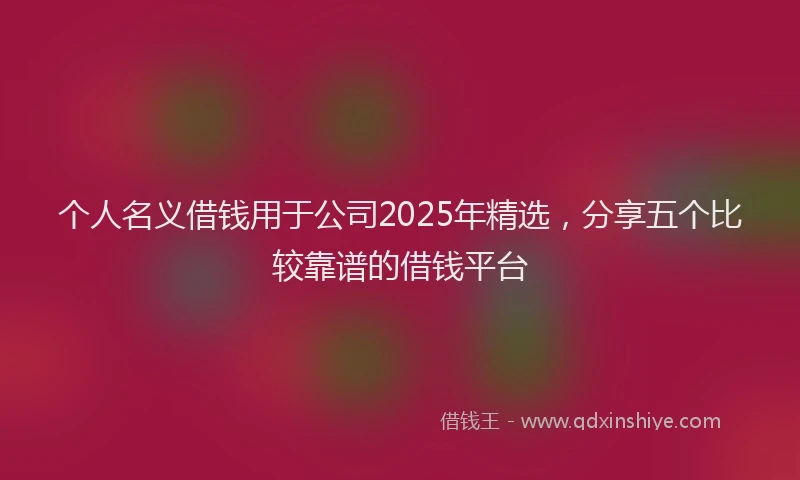 个人名义借钱用于公司2025年精选，分享五个比较靠谱的借钱平台