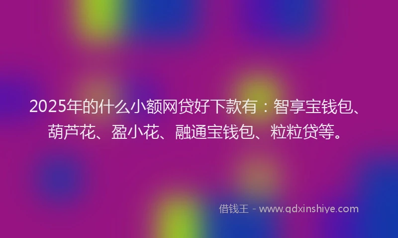 2025年的什么小额网贷好下款有：智享宝钱包、葫芦花、盈小花、融通宝钱包、粒粒贷等。
