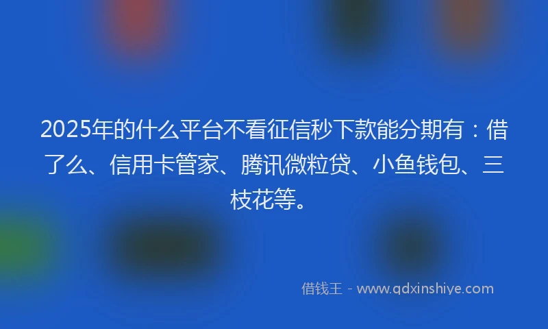 2025年的什么平台不看征信秒下款能分期有：借了么、信用卡管家、腾讯微粒贷、小鱼钱包、三枝花等。