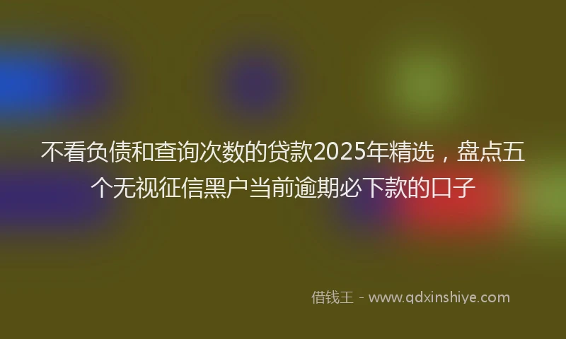 不看负债和查询次数的贷款2025年精选，盘点五个无视征信黑户当前逾期必下款的口子