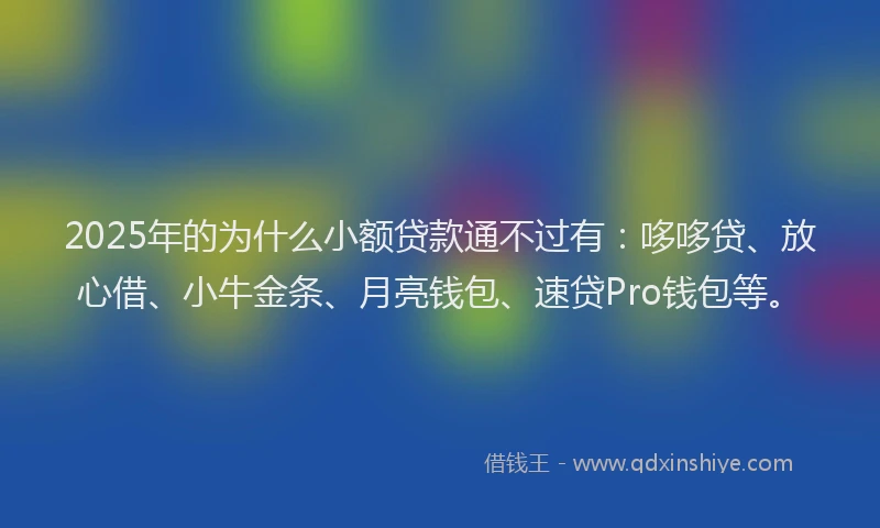 2025年的为什么小额贷款通不过有：哆哆贷、放心借、小牛金条、月亮钱包、速贷Pro钱包等。