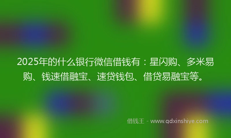 2025年的什么银行微信借钱有：星闪购、多米易购、钱速借融宝、速贷钱包、借贷易融宝等。