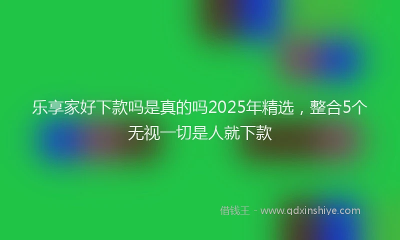 乐享家好下款吗是真的吗2025年精选，整合5个无视一切是人就下款