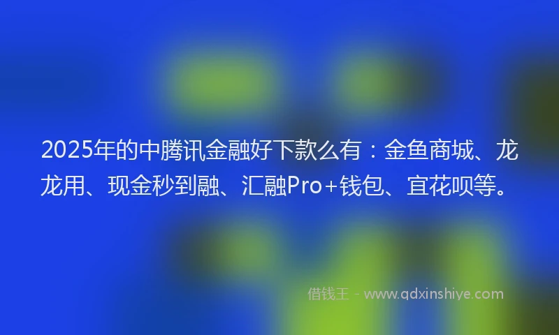 2025年的中腾讯金融好下款么有：金鱼商城、龙龙用、现金秒到融、汇融Pro+钱包、宜花呗等。