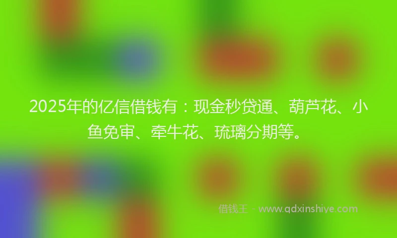 2025年的亿信借钱有：现金秒贷通、葫芦花、小鱼免审、牵牛花、琉璃分期等。