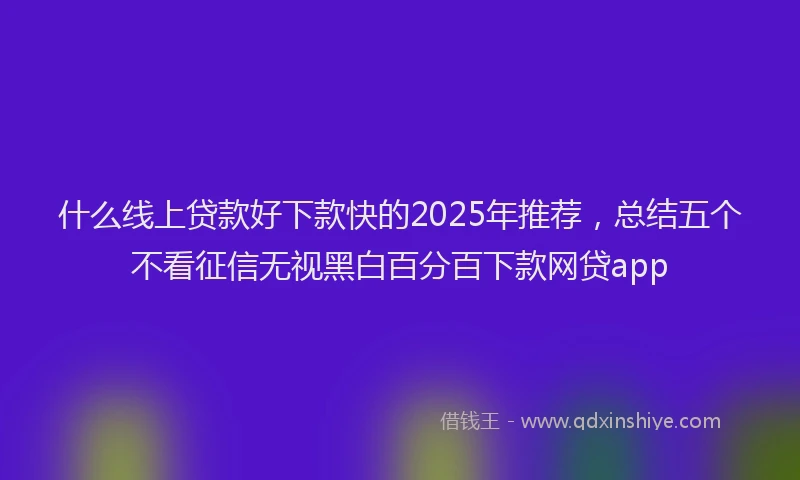 什么线上贷款好下款快的2025年推荐，总结五个不看征信无视黑白百分百下款网贷app