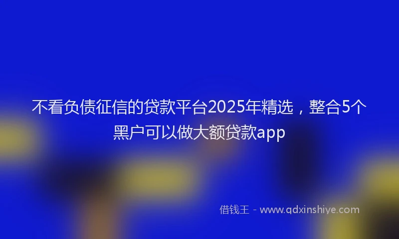 不看负债征信的贷款平台2025年精选，整合5个黑户可以做大额贷款app