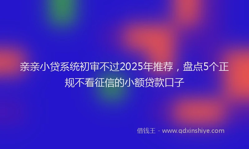 亲亲小贷系统初审不过2025年推荐，盘点5个正规不看征信的小额贷款口子