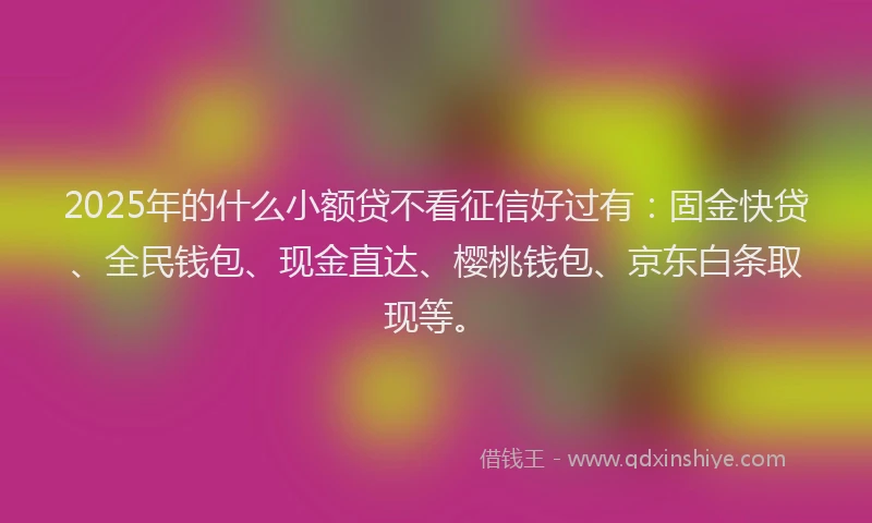 2025年的什么小额贷不看征信好过有：固金快贷、全民钱包、现金直达、樱桃钱包、京东白条取现等。