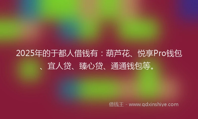 2025年的于都人借钱有：葫芦花、悦享Pro钱包、宜人贷、臻心贷、通通钱包等。