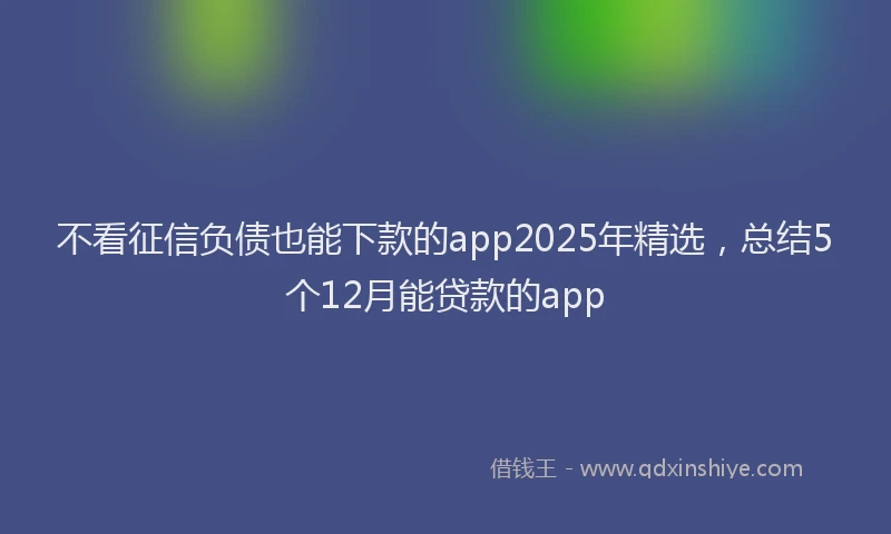 不看征信负债也能下款的app2025年精选，总结5个12月能贷款的app