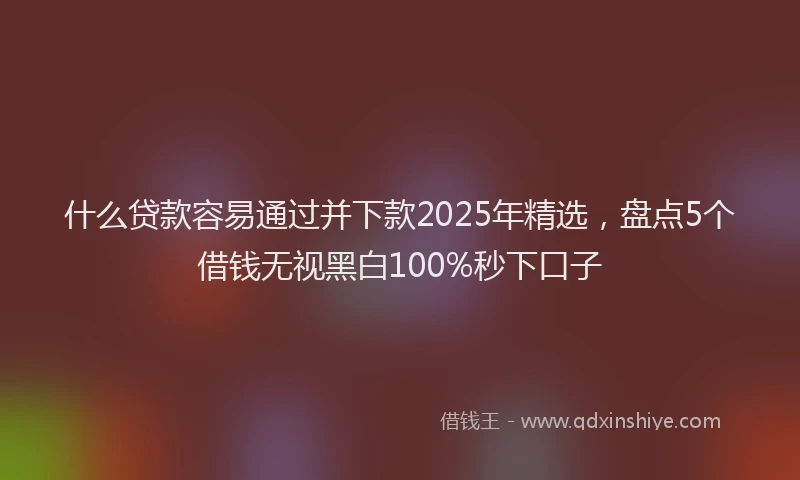 什么贷款容易通过并下款2025年精选，盘点5个借钱无视黑白100%秒下口子