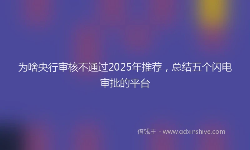 为啥央行审核不通过2025年推荐，总结五个闪电审批的平台
