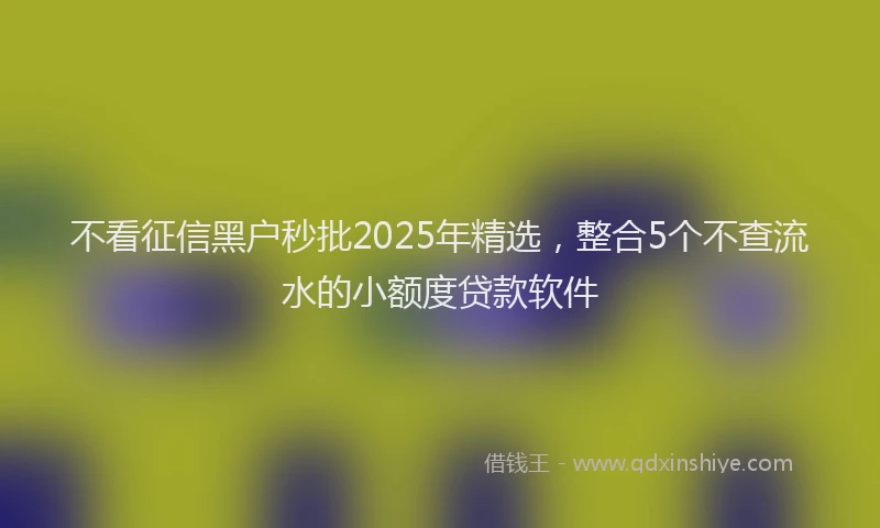 不看征信黑户秒批2025年精选，整合5个不查流水的小额度贷款软件