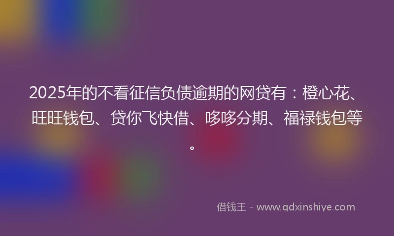 2025年的不看征信负债逾期的网贷有：橙心花、旺旺钱包、贷你飞快借、哆哆分期、福禄钱包等。