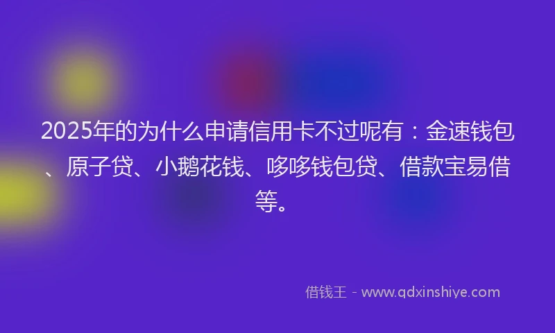 2025年的为什么申请信用卡不过呢有：金速钱包、原子贷、小鹅花钱、哆哆钱包贷、借款宝易借等。