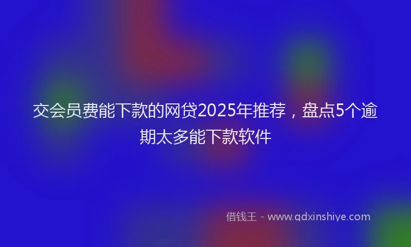 交会员费能下款的网贷2025年推荐，盘点5个逾期太多能下款软件