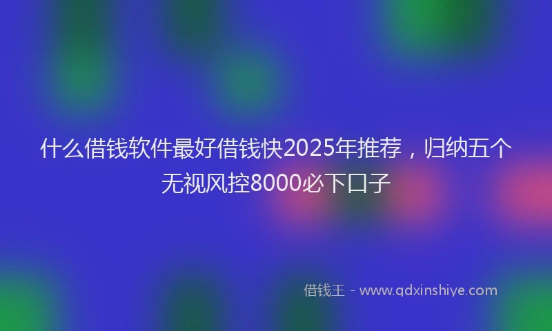 什么借钱软件最好借钱快2025年推荐，归纳五个无视风控8000必下口子