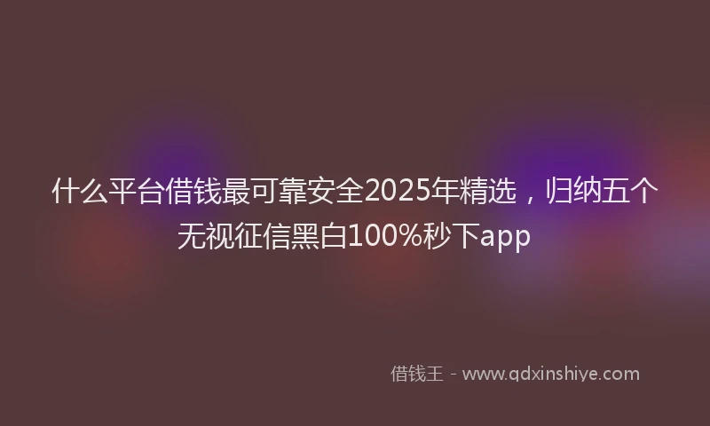 什么平台借钱最可靠安全2025年精选，归纳五个无视征信黑白100%秒下app