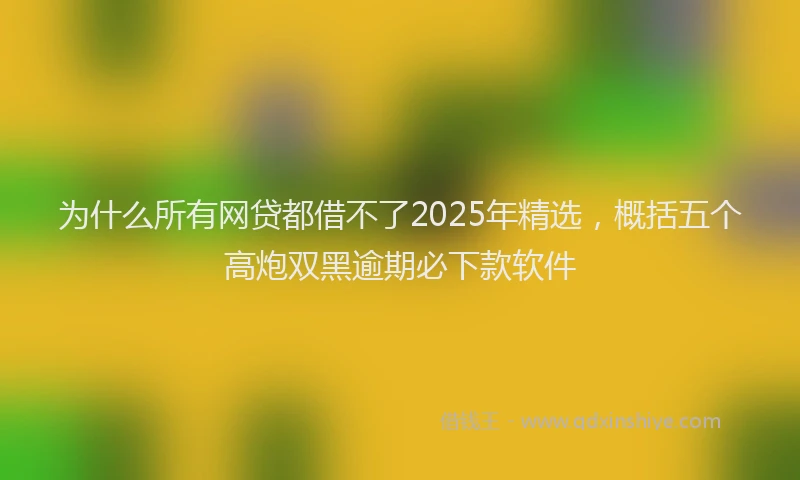 为什么所有网贷都借不了2025年精选，概括五个高炮双黑逾期必下款软件