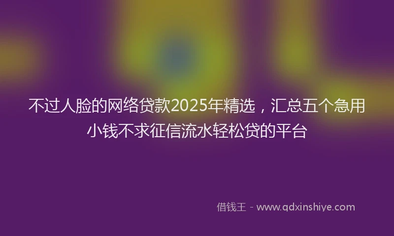 不过人脸的网络贷款2025年精选，汇总五个急用小钱不求征信流水轻松贷的平台
