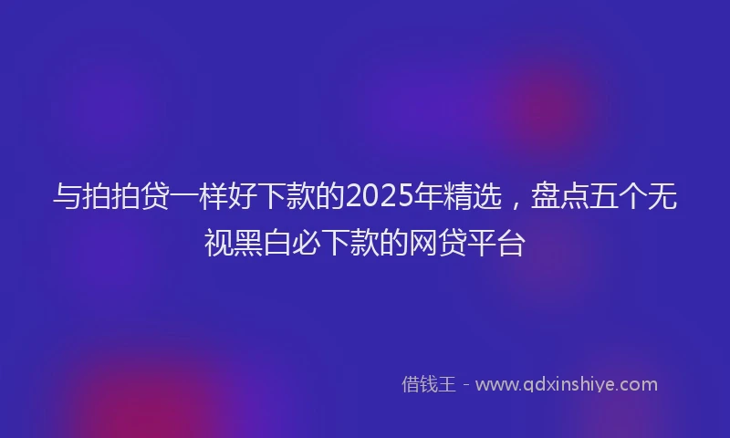 与拍拍贷一样好下款的2025年精选，盘点五个无视黑白必下款的网贷平台
