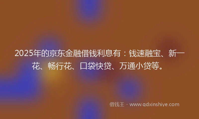 2025年的京东金融借钱利息有：钱速融宝、新一花、畅行花、口袋快贷、万通小贷等。