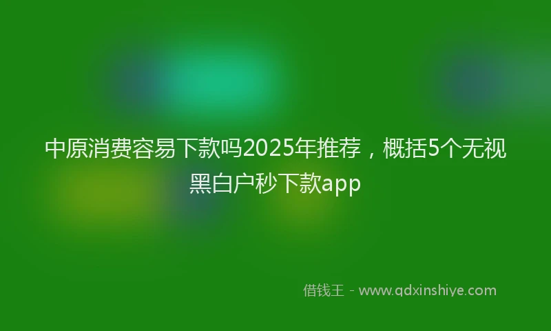 中原消费容易下款吗2025年推荐，概括5个无视黑白户秒下款app