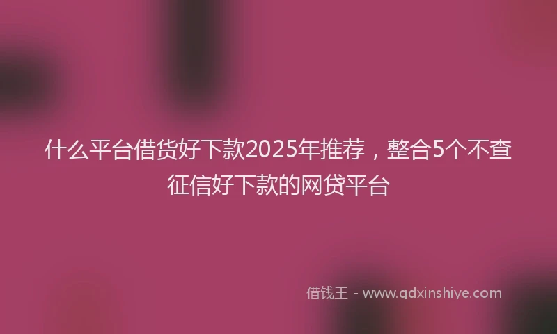 什么平台借货好下款2025年推荐，整合5个不查征信好下款的网贷平台