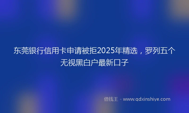 东莞银行信用卡申请被拒2025年精选，罗列五个无视黑白户最新口子