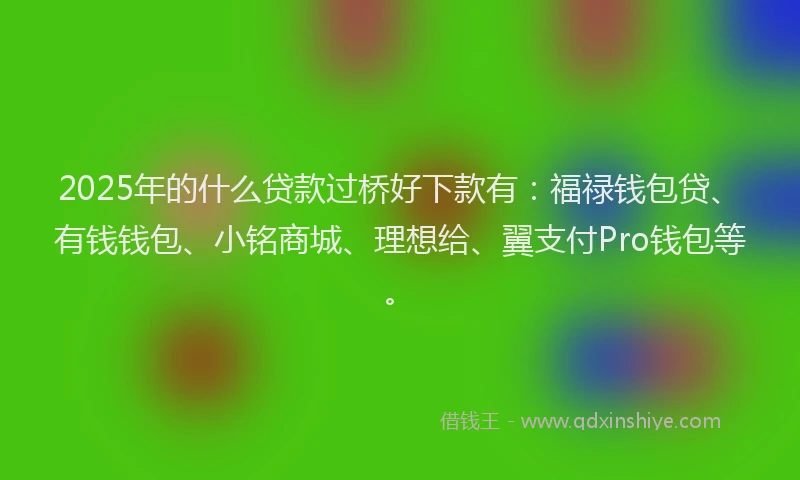 2025年的什么贷款过桥好下款有：福禄钱包贷、有钱钱包、小铭商城、理想给、翼支付Pro钱包等。