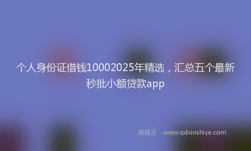 个人身份证借钱10002025年精选，汇总五个最新秒批小额贷款app
