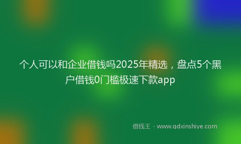 个人可以和企业借钱吗2025年精选，盘点5个黑户借钱0门槛极速下款app