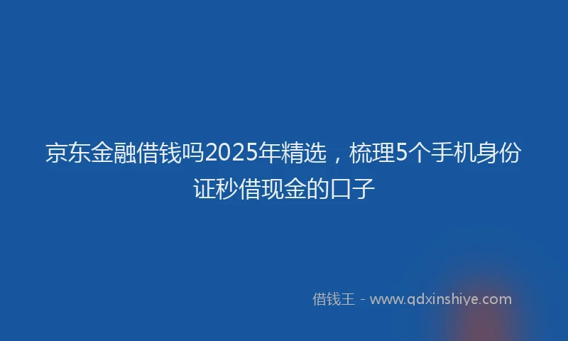 京东金融借钱吗2025年精选，梳理5个手机身份证秒借现金的口子