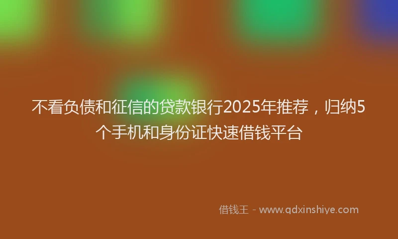 不看负债和征信的贷款银行2025年推荐，归纳5个手机和身份证快速借钱平台