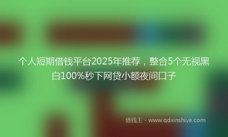 个人短期借钱平台2025年推荐，整合5个无视黑白100%秒下网贷小额夜间口子