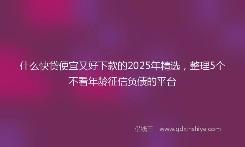 什么快贷便宜又好下款的2025年精选，整理5个不看年龄征信负债的平台
