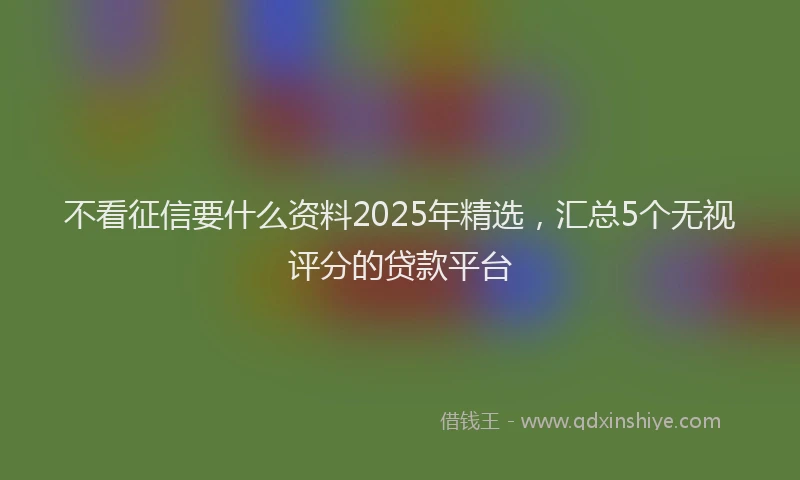 不看征信要什么资料2025年精选，汇总5个无视评分的贷款平台